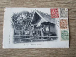 HAUT LAOS HABITATION LAOTIENNE  TIMBRES CACHETS - Laos