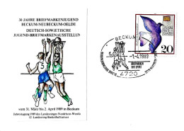 GERMANIA GERMANY - 1989 BECKUM 30 Anni Filatelia E Sport (giocatori Pallacanestro Basket) Mostra Germania-Urss - 5092 - Basket-ball