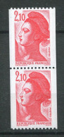 26471 FRANCE N°2322/2a** 2F10 Liberté N° Rouge 720 En Paire  1984  TB - Coil Stamps