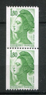 26470 FRANCE N°2378/8a** 1F80 Liberté N° Rouge 290 En Paire  1985  TB - Coil Stamps