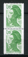 26469 FRANCE N°2321/1a** 1F70 Liberté N° Rouge 740 En Paire  1984  TB - Roulettes