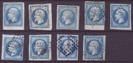 FRANCE 1853-1860 LOT 9 Timbres 20 C Bleu YT N°14 - 1853-1860 Napoléon III.