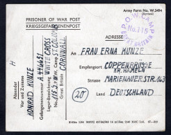 GB 1946 German POW Camp No115 Postcard To Coppenbrügge Kreis Hammeln (p1649) - Storia Postale