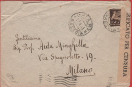 ITALIA - Storia Postale Regno - 1944 - 50c Imperiale Posta Aerea - Verificato Per Censura - Viaggiata Da Chiari Per Mila - Poststempel