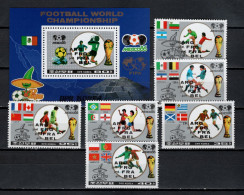 North Korea 1986 Football Soccer World Cup Set Of 6 + S/s With Winners Overprint MNH - 1986 – Mexique