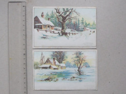 CHROMO Chocolat AIGUEBELLE: PAYSAGE ENNEIGE Lot 2 Différents Même Série - Campagne Forêt Neige... - Aiguebelle