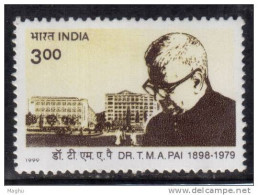 India MNH 1999, Dr. T.M.A. Pai, Educator, Education,  Founder Hospital, Health For Medicine, - Unused Stamps
