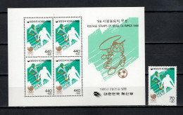 South Korea 1986 Football Soccer, Olympic Games Seoul Stamp + S/s MNH - Nuevos