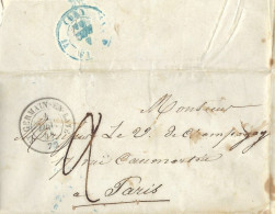 Lettre Saint-Germain En Laye Pour Paris, Cachet T15 De 1844 + Taxe 2 Manuscrite - 1801-1848: Voorlopers XIX