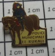 3017 Pin's Pins / Beau Et Rare / POLICE / MUNICIPALE ET RURALE POLICIER A CHEVAL - Politie
