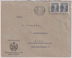 Zum. 138III / MiNr. 138xIII Auf Firmen Brief TEPPICHHAUS MEYER-MÜLLER & Co BERN Nach BIEL (Brief Mit Riss) - Storia Postale