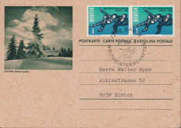 1966 Postkarte, Davos Winterzauber, Zum: 193-027+438, ⵙ 7270 DAVOS, WELTMEISTERSCHAFTEN - Entiers Postaux