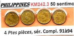 PHILIPPINES  Réforme Coinage, 50 Sentimos  Aigle Petit,Del Pilar,  KM 242.3 Série Complète De 4 Monnaies - Philippinen