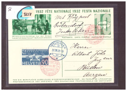 CARTE FETE NATIONALE No 56 1932 - MEETING D'AVIATION ZÜRICH INTERLAKEN 1932 - Erst- U. Sonderflugbriefe
