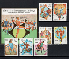 Laos 1986 Football Soccer World Cup Set Of 7 + S/s MNH - 1986 – Mexique