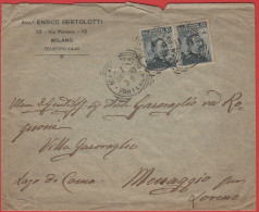 ITALIA - Storia Postale Regno - 1908 - 2x 15c Michetti - Avv. Enrico Bertolotti - Viaggiata Da Milano Per Menaggio - Poststempel