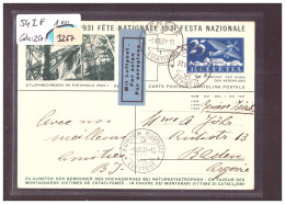 CARTE FETE NATIONALE 1931 No 54I F - VOL GENEVE ZÜRICH 1931 - OBLITERATION 1 Er AOUT - COTE: 250.- - Primeros Vuelos