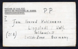 GB 1946 German POW Camp No17 Postcard To Lippstadt (p1964) - Brieven En Documenten