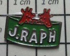 1421 Pin's Pins : BEAU ET RARE / ANIMAUX / 2 GIRAFES ROUGES J. RAPH - Dieren