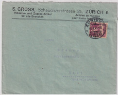 Zum. 154 / MiNr. 166x Auf Firmen Brief S. GROSS REKLAME- UND ZUGABE-ARTIKEL FÜR ALLE BRANCHEN ZÜRICH 6 - Storia Postale