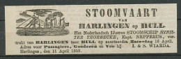 Advertentie 1859 Stoomvaart Harlingen - Engeland - Cartas & Documentos