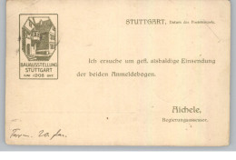 7000 STUTTGART, Bauausstellung 1908, Anschreiben An Einen Aussteller, Druckstelle - Stuttgart