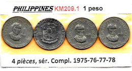 PHILIPPINES  Réforme Coinage, 1 Peso  José RIZAL Hexagonal  KM 209.1  Série Complète De 4 Monnaies - Filippine