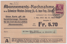 Zum. 154 / MiNr. 165x Auf Abonnements NN-Karte - Schweizer Wochen-Zeitung - Zürich 1 Fahrpostaufgabe - Winterthur - Lettres & Documents