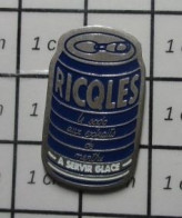 615c Pin's Pins / Beau Et Rare / BOISSONS / CANETTE DE BOISSON A LA MENTHE RICQLES - Bevande