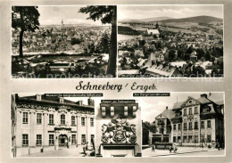 73549384 Schneeberg Erzgebirge Panorama Stadtblick Museum Wappen Bergmannsbrunne - Sonstige & Ohne Zuordnung