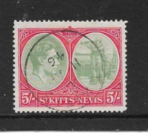ST. KITTS-NEVIS 1938 5s  SG 77bb BREAK IN FRAME ABOVE ORNAMENT VARIETY ORDINARY PAPER FINE USED Cat £250 - St.Christopher, Nevis En Anguilla (...-1980)