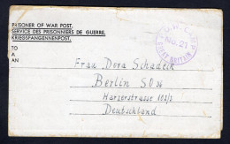 GB 1947 German POW Camp No 21 Comrie Postcard To Berlin (p3489) - Brieven En Documenten