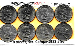 PHILIPPINES  Réforme Coinage, 1 Peso  José RIZAL BULL   KM 243.1  Série Complète De 8 Monnaies - Filipinas