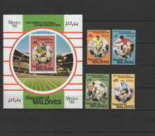 Maldives 1986 Football Soccer World Cup Set Of 4 + S/s MNH - 1986 – Messico