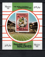 Maldives 1986 Football Soccer World Cup S/s With Golden Winners Overprint MNH - 1986 – Mexiko