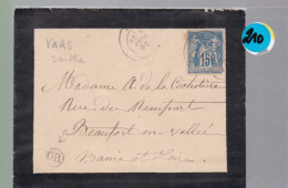 Un Timbre   Type Sage 15c  Sur Enveloppe ( S.C )  1892 Destination Beaufort En Vallée Cachet OR  Rural - 1877-1920: Semi-moderne Periode