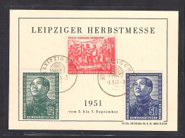 DDR. Mi.-Nr. 286-288, DCF Auf Erinnerungskarte Leipziger Messe 1951 - Storia Postale