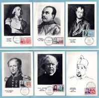 Carte Maximum 1961 - Célébrités 1961 - Du Guesclin, Puget, Coulomb,  Drouot, Daumier,  Apollinaire - YT 1295 à 1300 - 1960-1969