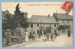 A076  CPA   GENTIOUX  (Creuse)  Place De La Fontaine  -  Animée  ++++++ - Sonstige & Ohne Zuordnung