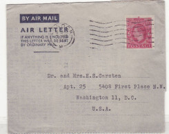 Aerogram Great Britain George VI London To Washington USA - Postwaardestukken