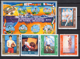 Mexico 1986 Football Soccer World Cup Set Of 5 + S/s MNH - 1986 – Mexique