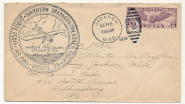 Etats Unis => Env Depuis Jackson (Miss) 15 Oct 1930 - First Flight Southern Transcontinental ROUTE 33 P.O.D - Storia Postale