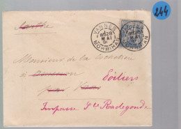 Un Timbre   Type Sage 15c  Sur Enveloppe ( S.C )  Vannes Morbihan 1891  Pour Poitiers Cachet Convoyeur Au Dos - 1877-1920: Semi Modern Period