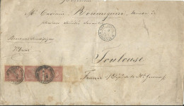 ITALIE LETTRE 6c NAPOLI POUR TOULOUSE ( HAUTE GARONNE ) + AMBULANT ENTREE ITALIE / AMB.MARSEILLE DE 1875 LETTRE COVER - Marcofilie