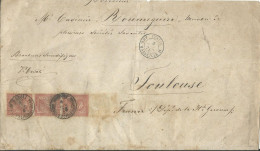 ITALIE LETTRE 6c NAPOLI POUR TOULOUSE ( HAUTE GARONNE ) + AMBULANT ENTREE ITALIE / AMB.MARSEILLE DE 1875 LETTRE COVER - Poststempel