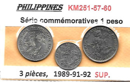 PHILIPPINES  Réforme Coinage, 1 Piso   KM 251-57-60 Série Commémorative De 3 Monnaies  SUP - Filipinas