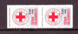 Croatia 1994 Charity Stamp Mi.No.34 RED CROSS Solidarity A Pair Without Horizontal Serrations MNH - Croacia