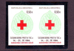 Croatia 1994 Charity Stamp Mi.No.38 RED CROSS TBC Imperforated Pair MNH - Croacia