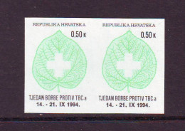 Croatia 1994 Charity Stamp Mi.No.38 RED CROSS TBC Imperforate Pair Through Red  MNH - Croatia