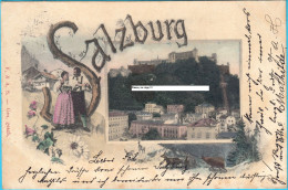 SALZBURG ... Litho (Austra) * Travelled * F. & A. S. - Ges. Gesch. * Lithography Lithographie Lithografie Gruss Aus - Salzburg Stadt